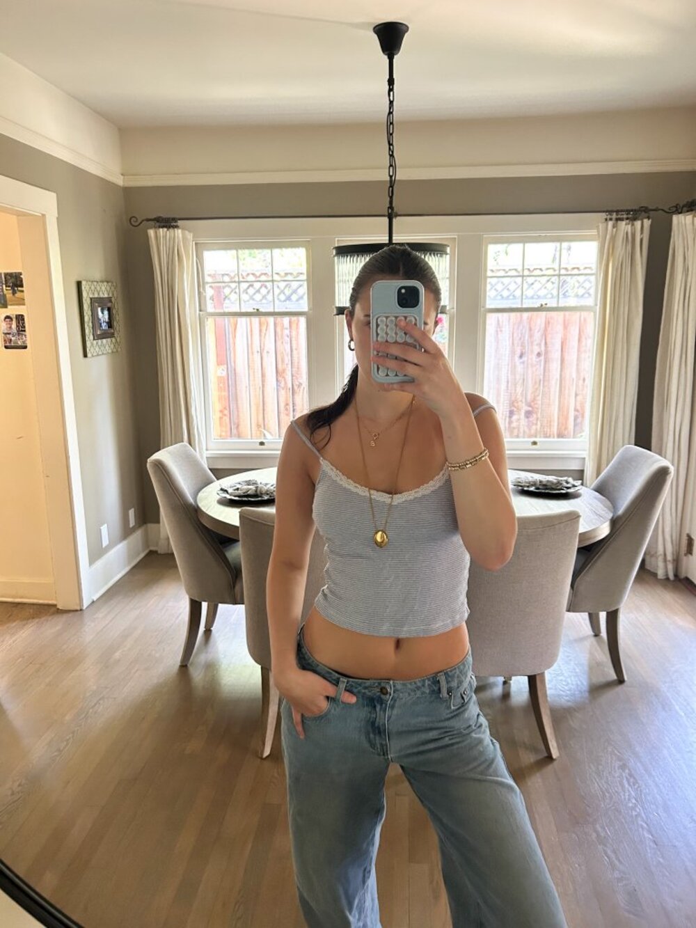 Brandy Melville Blue & White Striped Lace Tank 🩵🤍